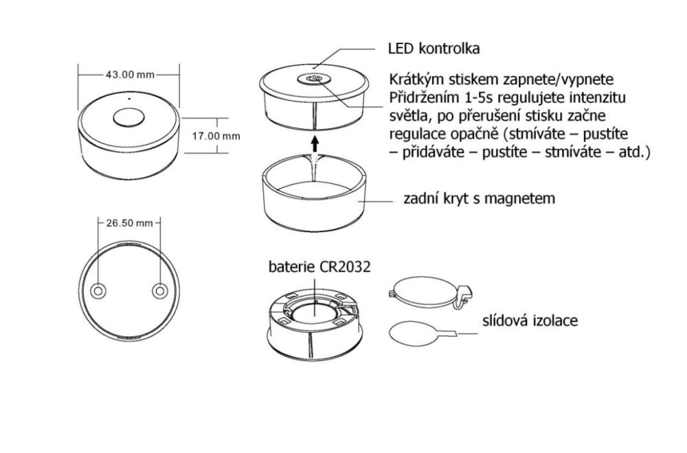 T-LED DimLED nástenný mini ovládač Farba: Strieborná 0691013