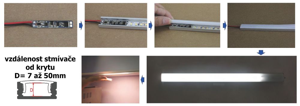 T-LED Bezdotykový stmievač LED pásku do profilu 061226