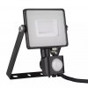 Čierny LED reflektor 30W s pohybovým snímačom Premium