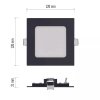 Čierny vstavaný LED panel hranatý 120 x 120mm 7W CCT Premium