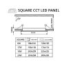 Čierny vstavaný LED panel hranatý 120 x 120mm 6W 24V CCT