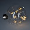 Závesná LED sklenená vianočná guľa, 10LED, 2x AA, teplá biela