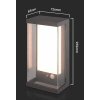 Šedé LED nástenné solárne svietidlo s pohybovým čidlom 0,5W IP54
