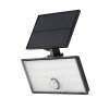 Čierny fasádny solárny LED reflektor s pohybovým čidlom Zavod 8W IP65