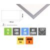 Strieborný podhľadový LED panel 600 x 1200mm 75W Premium