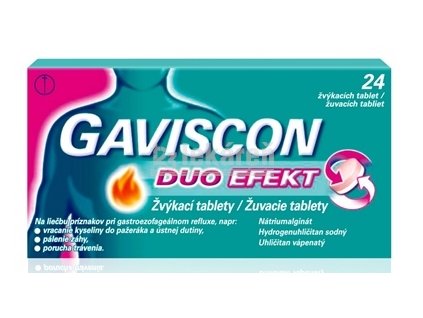 GAVISCON DUO EFEKT žuvacie tablety tbl mnd (blis.) 1x24 ks