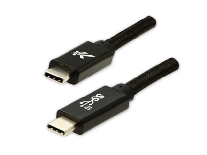 363858 logo usb kabel 3 2 gen 2 usb c samec usb c samec 1m power delivery 100w 10 gb s 20v 5a cerny box nylonove opleteni hl