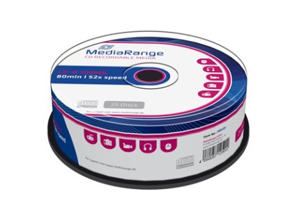 317373 mediarange cd r mr201 25 pack 700mb 52x 80min 12cm bez moznosti potisku cake box standard pro archivaci dat