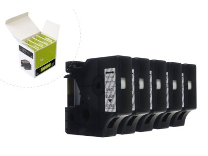 Náhradní páska JetWorld Dymo D1 Black on Clear 6mm x 7m (5ks) LM100, LM100+, LM200, LM300, LM400, LM420P, LM350, LM350D, LM360D, LM450D, LM260P, LM120P, LM500TS, LM160, LM210D, LM280, LM150, LM220 (43610) (S0720770)