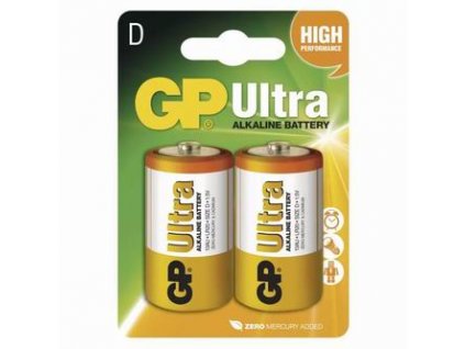 Baterie alkalická, velký monočlánek, D, 1.5V, GP, blistr, 2-pack, Ultra
