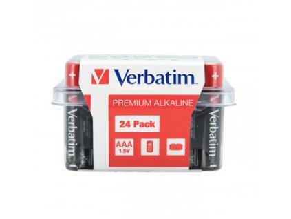 Baterie alkalická, AAA, 1.5V, Verbatim, krabička, 24-pack, 49504