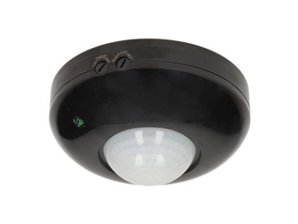 378789 pir motion sensor 230v 50hz 6m max 1200w cerny orno 360 deg ip20 infracerveny