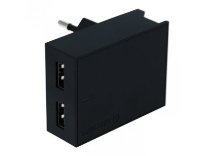 SWISSTEN Síťový adaptér 15W, 2 porty, USB-A, kabel Lightning Mfi, Smart IC, stojan na telefon