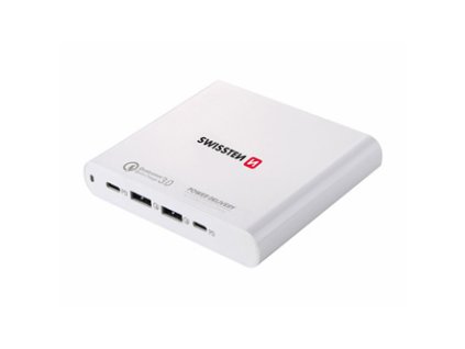 SWISSTEN Síťový adaptér 87W, 4 porty, USB-C, USB-A, Notebook/Macbook