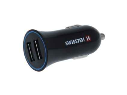 Adaptér do auta SWISSTEN 12W, 2 porty, USB-A, kabel USB-C