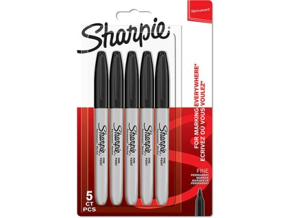 373827 sharpie popisovac fine cerny 5ks 0 9mm permanentni blistr