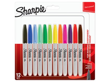 373836 sharpie popisovac fine mix barev 12ks 0 9mm permanentni blistr