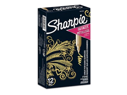 373887 sharpie popisovac metallic zlaty 12ks 1 4mm permanentni