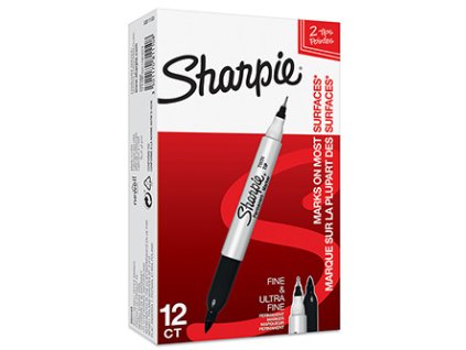 373905 sharpie popisovac twin tip cerny 12ks 0 5 0 9mm permanentni