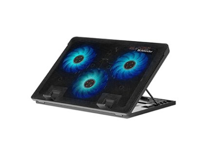 368136 stojan pod notebook ns 501 barevne podsviceny s vetrakem cerno modry defender s 2 portovym hubem