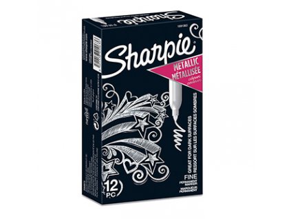 Sharpie, popisovač Metallic, stříbrný, 12ks, 1.4mm, permanentní