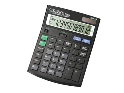 Citizen Kalkulačka CT666N, černá, stolní s výpočtem DPH, dvanáctimístná, automatické vypnutí