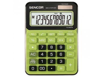 Sencor Kalkulačka SEC 372T/GN, zelená, stolní, dvanáctimístná
