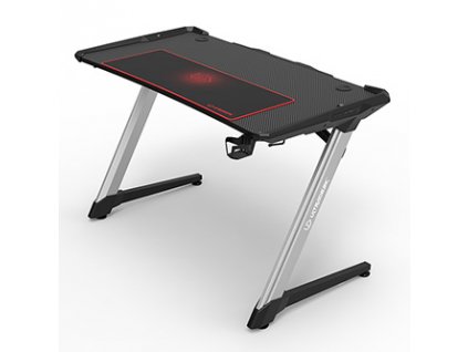 ULTRADESK Herní stůl RACER, 120X64 cm, 77 cm, RGB podsvícení, se 4 XXL podložkami pod myš, s 2 háky pro sluchátka
