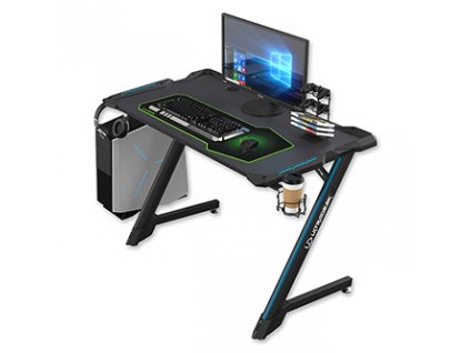ULTRADESK Herní stůl SPACE V2, 113x61.5cm, 77.5cm, podsvícený, s XL podložkou, držák sluchátek, nápojů
