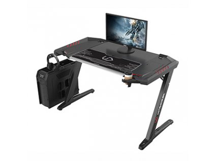 ULTRADESK Herní stůl ROCKET BLACK, 128x68 cm, 78 cm, s XL podložkou pod myš, držák sluchátek i nápojů