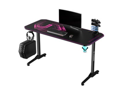 377307 ultradesk herni stul frag pink v3 140x60 cm 76 cm s xxl podlozkou pod mys s ultradesk beam drzak sluchatek i napoju