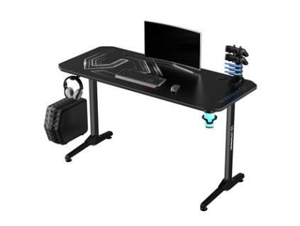 377403 ultradesk herni stul frag white v3 140x60 cm 76 cm s xxl podlozkou pod mys s ultradesk beam drzak sluchatek i napoju