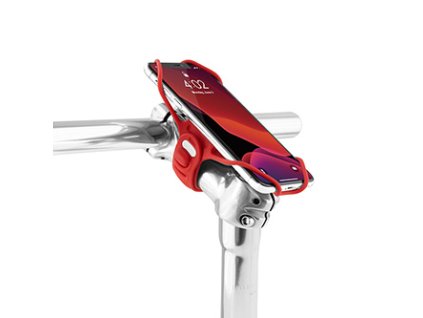 Držák mobilu Bone Bike Tie 3 Pro, na kolo, nastavitelná velikost, červený, 5.8-7.2", silikon, na představec řídítek, červená