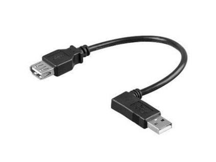 363501 usb prodluzka 2 0 usb a samec usb a samice 0 1m lomeny 90 deg cerny