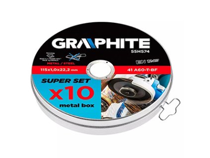 Řezný kotouč na kov Graphite 55H574 115x1x22.2 mm, 41A60-T-BF, 10ks