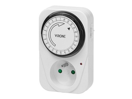378783 zasuvka s mechanickym 24h casovacem 230v 50hz max 3500w bila virone casovac
