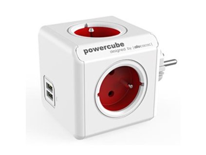 411666 rozbocovaci zasuvka 240v cee7 vidlice powercube 0 1m original usb cervena powercube 4 zasuvky 2xusb porty