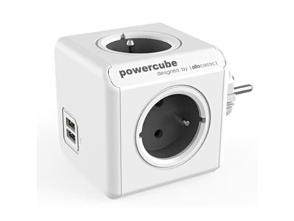 411669 rozbocovaci zasuvka 240v cee7 vidlice powercube 0 1m original usb seda powercube 4 zasuvky 2xusb porty