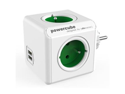 411663 rozbocovaci zasuvka 240v cee7 vidlice powercube 0 1m original usb zelena powercube 4 zasuvky 2xusb porty