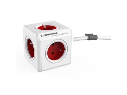 411657 sitovy kabel 230v prodluzovaci cee7 vidlice powercube 3m extended cerveny powercube 5 zasuvek detske pojistky montazni
