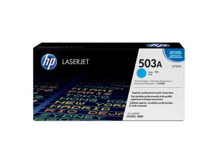 originální toner HP Q7581A, HP 503A (6000 stran) cyan modrý azurový originální toner pro tiskárnu