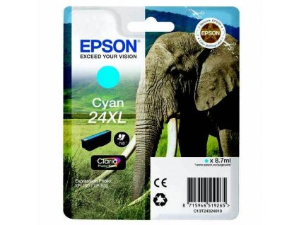originální Epson T2432 cyan cartridge modrá azurová originální inkoustová náplň pro tiskárnu