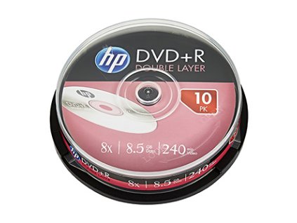 HP DVD+R DL  Double Layer  bez možnosti potisku  DRE00060-3, 69309  8.5GB  8x  cake box  10-pack