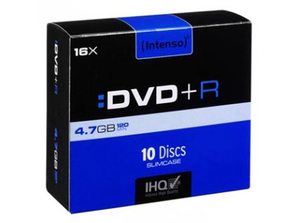 Intenso DVD+R, 4111652, 4.7GB, 16x, slim case, 10-pack, LightScribe, 12cm, pro archivaci dat