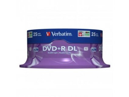 Verbatim DVD+R DL, Double Layer Matt Silver, 43757, 8.5GB, 8x, spindle, 25-pack, 12cm, pro archivaci dat