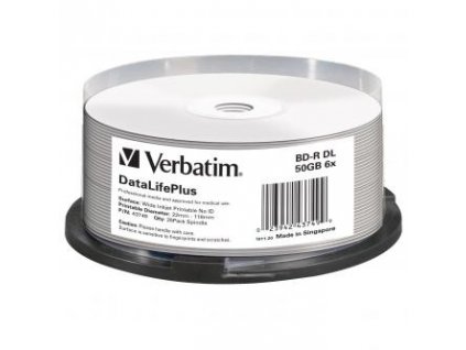 Verbatim BD-R, 50GB, spindle, 43749, 6x, 25-pack, pro archivaci dat