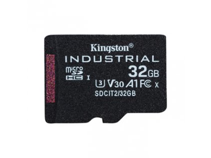 Kingston paměťová karta Industrial C10, 32GB, micro SDHC, SDCIT2/32GBSP, UHS-I U3 (Class 10), V30, A1, pSLC karta