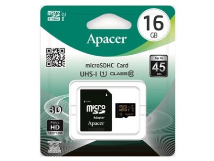 Apacer paměťová karta Secure Digital Card U1  16GB  UHS-I U1 (Class 10)  AP16GMCSH10U1-R