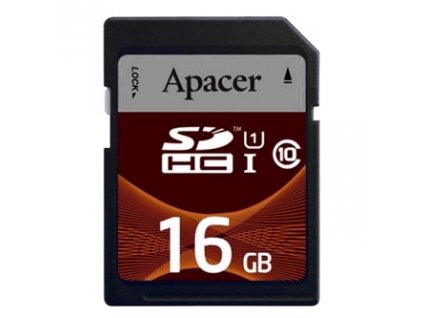 Apacer paměťová karta Secure Digital Card, 16GB, SDHC, AP16GSDHC10U1-R, UHS-I U1 (Class 10)