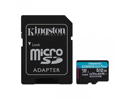 Kingston paměťová karta Canvas Go! Plus, 512GB, micro SDXC, SDCG3/512GB, UHS-I U3, s adaptérem, A2, V30
